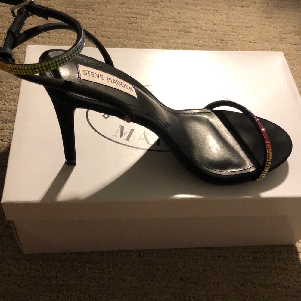 Rainbow sparkly Strappy high heels!